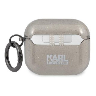 Etui na AirPods 3 Karl Lagerfeld KLA3UKHGK czarne Glitter Karl's Head