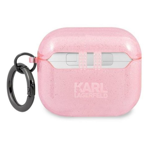 Etui na AirPods 3 Karl Lagerfeld KLA3UKHGP różowe Glitter Karl's Head