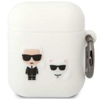 Etui Karl Lagerfeld KLACA2SILKCW Apple AirPods 2/1 biały/white Silicone Karl & Choupette