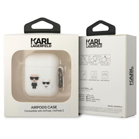 Etui na AirPods 1/2 Karl Lagerfeld KLACA2SILKCW białe silikonowe