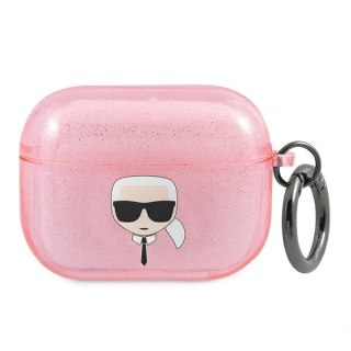 Etui na AirPods Pro Karl Lagerfeld KLAPUKHGP różowe Glitter Karl's Head