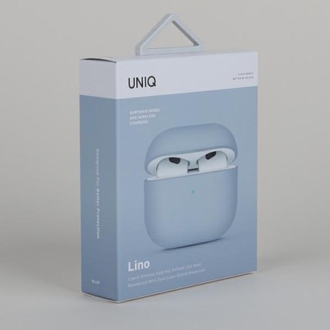 Etui na AirPods 3 UNIQ Lino Silicone błękitne - elegancka ochrona