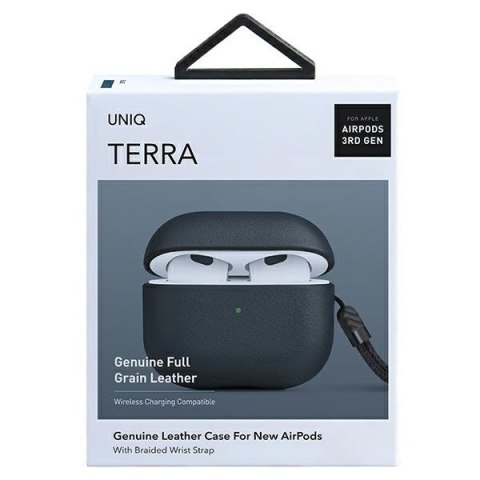 Etui na Apple AirPods 3 UNIQ Terra skórzane niebieskie, eleganckie