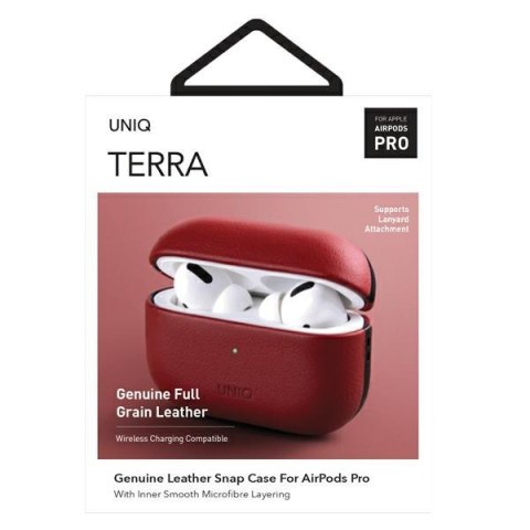 Etui Apple AirPods Pro UNIQ Terra skórzane czerwone - eleganckie ochraniacze