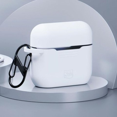 Etui Apple AirPods Pro 3MK silikonowe z karabińczykiem białe