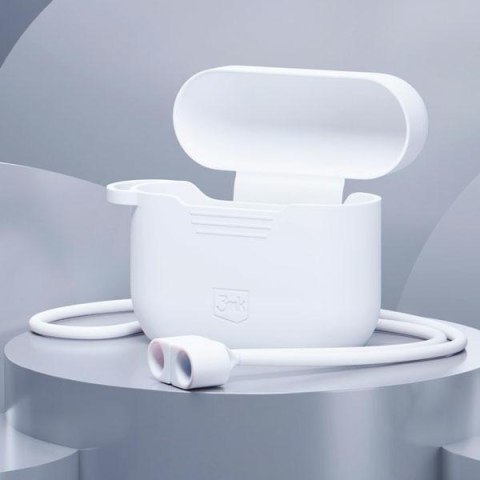 Etui Apple AirPods Pro 3MK silikonowe z karabińczykiem białe