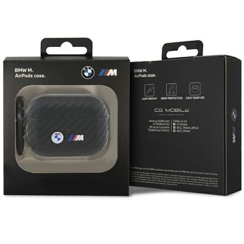 Etui na AirPods Pro 2 BMW Carbon z metalowym logo - czarne