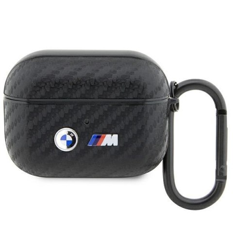 Etui na AirPods Pro BMW Carbon z podwójnym metalowym logo czarne