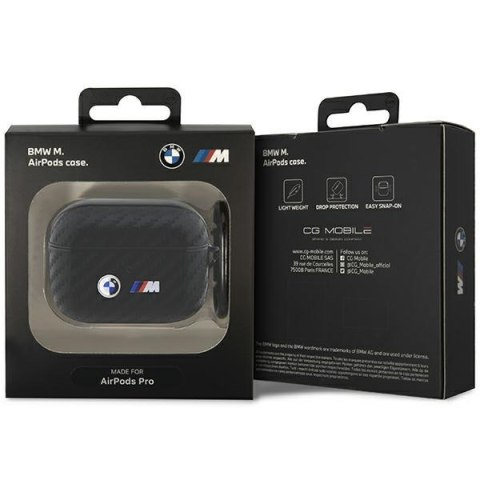 Etui na AirPods Pro BMW Carbon z podwójnym metalowym logo czarne