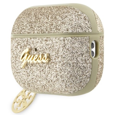 Etui na AirPods Pro 2 Guess GUAP2GLGSHD złote Glitter Flake 4G Charm