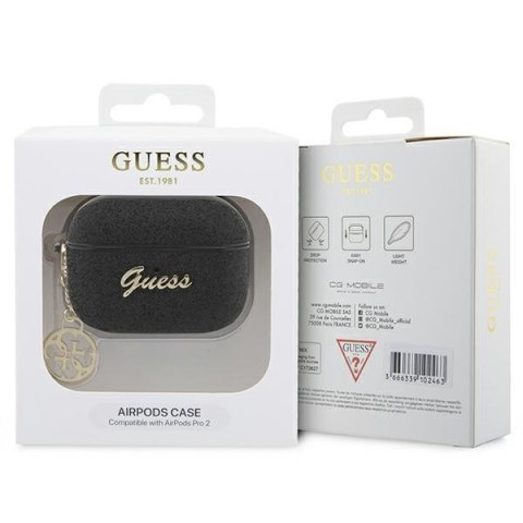 Etui na AirPods Pro 2 Guess GUAP2GLGSHK czarne Glitter Flake 4G Charm