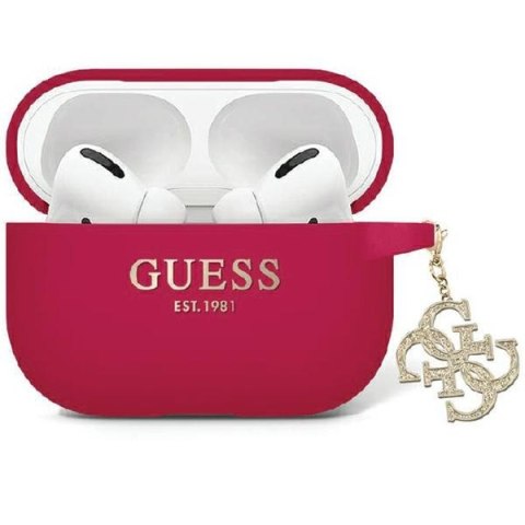 Etui Apple AirPods Pro 2 Guess Purpurowe Liquid Silicone z Charmem