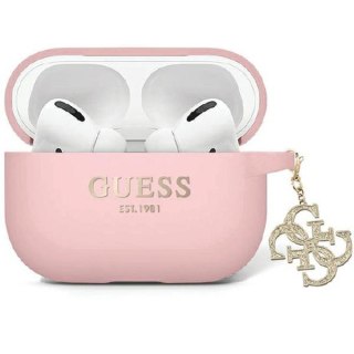 Etui Guess GUAP2LECG4P Apple AirPods Pro 2 cover Liquid Silicone Glitter Triangle Charm różowy/pink