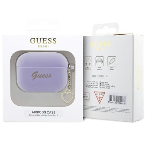 Etui na AirPods Pro 2 Guess GUAP2LSCHSU silikonowe serce purpurowe