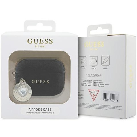 Etui Guess GUAP2PGEHCDK AirPods Pro 2 cover Fixed Glitter Heart Diamond Charm czarny/black