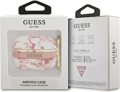 Etui na Apple AirPods Pro Guess Marble Różowe Strap Collection