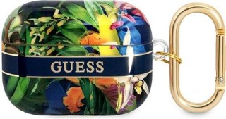 Etui na Apple AirPods Pro Guess niebieskie Flower Strap Collection