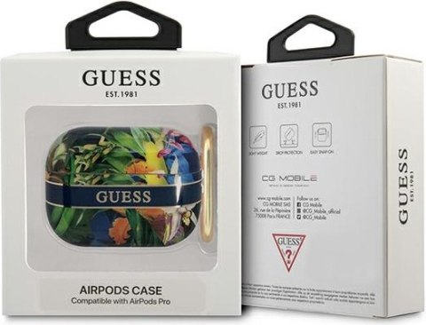 Etui na Apple AirPods Pro Guess niebieskie Flower Strap Collection