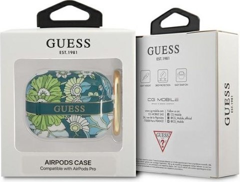 Etui na AirPods Pro Guess GUAPHHFLN zielone Flower Strap Collection