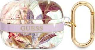 Etui na Apple AirPods Pro Guess fioletowe Flower Strap Collection