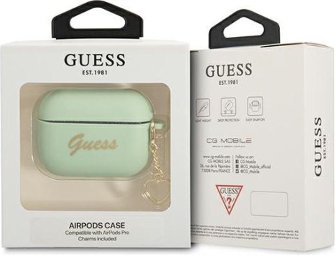 Etui Apple AirPods Pro Guess silikonowe serce zielone Charm Collection