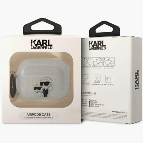 Etui na AirPods Pro 2 Karl Lagerfeld KLAP2HNKCTGT transparentne Glitter