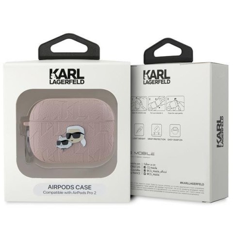 Etui na AirPods Pro 2 Karl Lagerfeld Monogram Choupette różowe