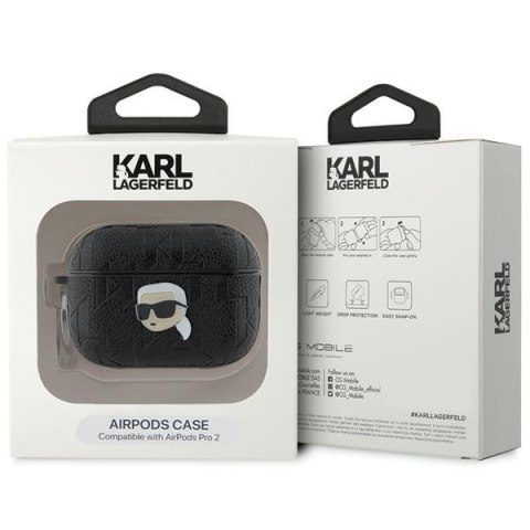 Etui na AirPods Pro 2 Karl Lagerfeld Monogram Karl Head czarne