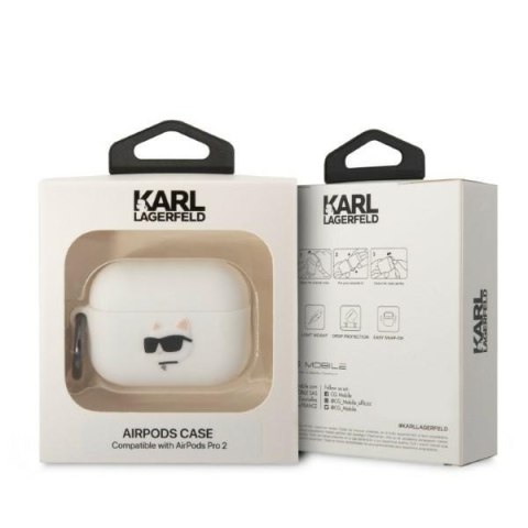 Etui Apple AirPods Pro 2 Karl Lagerfeld Choupette 3D silikonowe białe