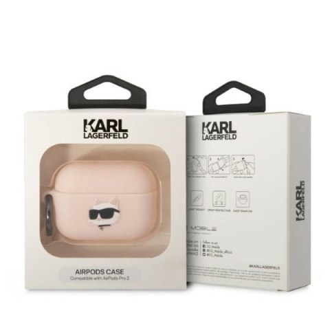 Etui na AirPods Pro 2 Karl Lagerfeld Choupette 3D różowe silikonowe