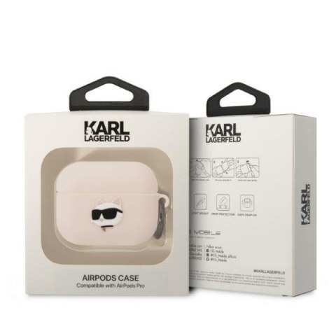 Etui na AirPods Pro Karl Lagerfeld Choupette 3D różowe silikonowe