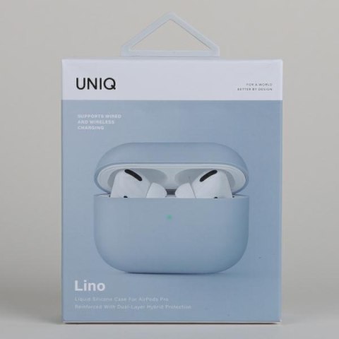 Etui Apple AirPods Pro UNIQ Lino Silicone błękitne - eleganckie i trwałe