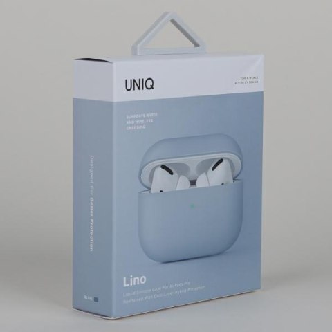 Etui Apple AirPods Pro UNIQ Lino Silicone błękitne - eleganckie i trwałe