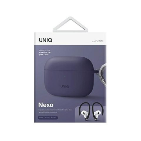 Etui Apple AirPods Pro 2 UNIQ Nexo z silikonowymi uchwytami purpurowe