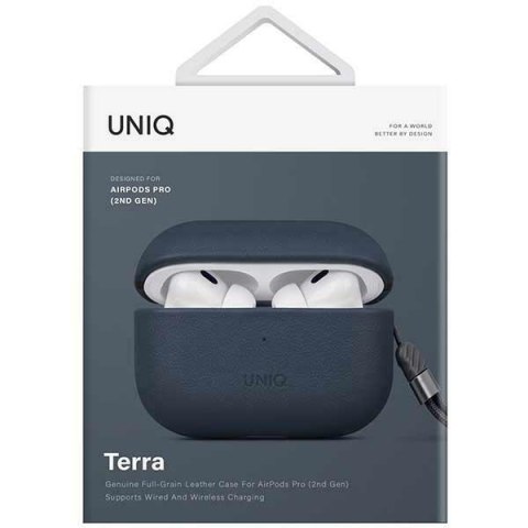 Etui Apple AirPods Pro 2 UNIQ Terra skórzane niebieskie - eleganckie akcesorium