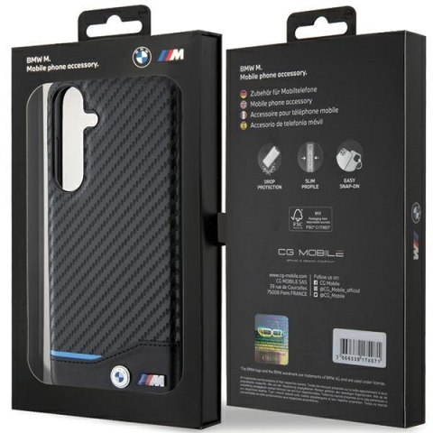 Etui na telefon Samsung Galaxy S24+ Plus BMW Leather Carbon czarne