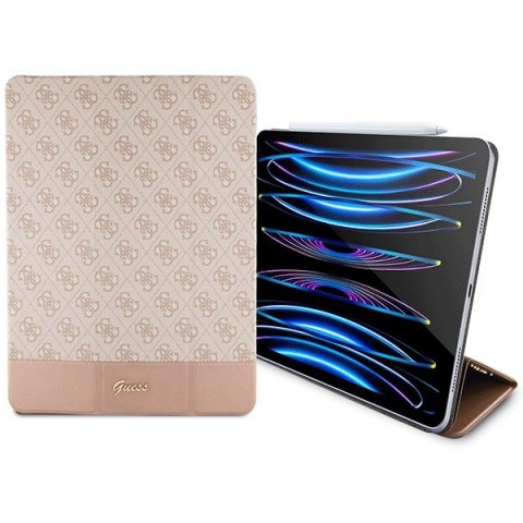 Etui Guess GUFCP12PS4SGP Apple iPad Pro 12.9 2020/2021/2022 (4., 5. i 6. generacji) różowy/pink 4G Stripe Allover