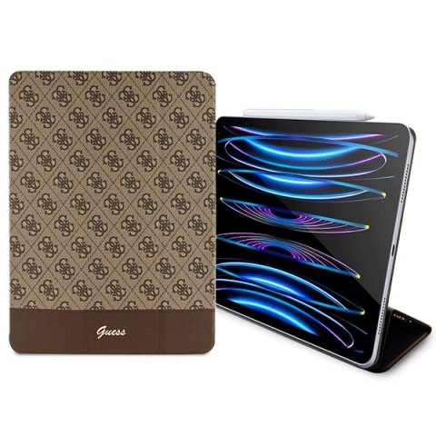 Etui Guess GUFCP12PS4SGW Apple iPad Pro 12.9 2020/2021/2022 (4., 5. i 6. generacji) brązowy/brown 4G Stripe Allover