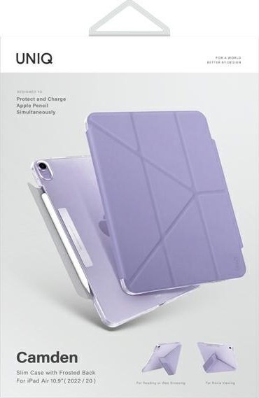 Etui UNIQ Camden Apple iPad Air 10.9 2020/2022 (4. i 5. generacji) / iPad Air 11 2024 (6. generacji) lawendowy/lavender Antimicr