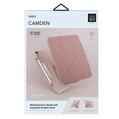 Etui UNIQ Camden Apple iPad Air 10.9 2020/2022 (4. i 5. generacji) / iPad Air 11 2024 (6. generacji) różowy/peony pink Antimicro