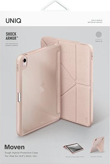 Etui UNIQ Moven Apple iPad Air 10.9 2020/2022 (4. i 5. generacji) / iPad Air 11 2024 (6. generacji) Antimicrobial różowy/blush p