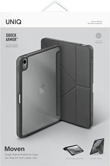 Etui UNIQ Moven Apple iPad Air 10.9 2020/2022 (4. i 5. generacji) / iPad Air 11 2024 (6. generacji) Antimicrobial szary/charcoal