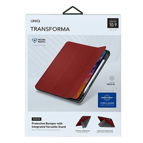 Etui UNIQ Transforma Rigor Apple iPad Air 10.9 2020/2022 (4. i 5. generacji) / iPad Air 11 2024 (6. generacji) czerwony/coral re