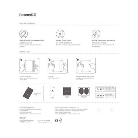 Szkło hartowane Baseus Apple iPad Air 10.9 2020/2022 (4. i 5. gen) / iPad Pro 11 2018/2020/2021/2022 (1., 2., 3. i 4. gen) / iPa