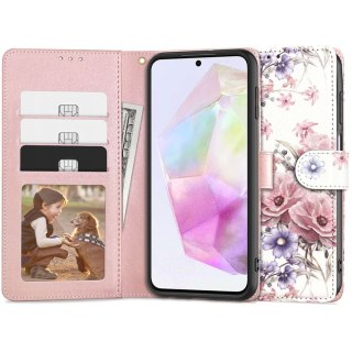 Etui na telefon Samsung Galaxy A35 5G Tech-Protect Wallet Kwiaty