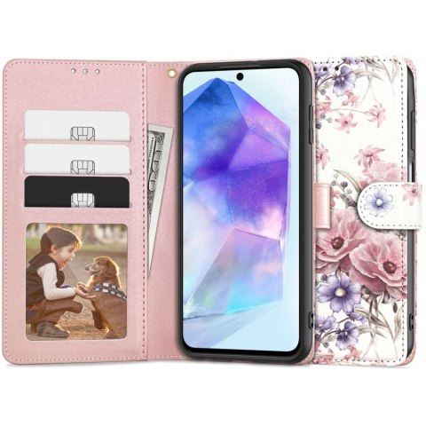 Etui na telefon Samsung Galaxy A55 5G Tech-Protect Wallet Kwiaty