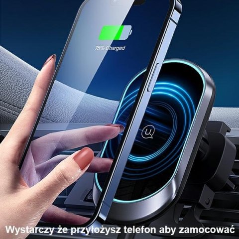 Magnetyczny uchwyt samochodowy USAMS 15W Wireless Charging Air Vent czarny