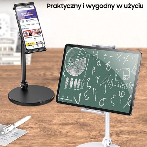 Uchwyt biurkowy USAMS na telefon/tablet biały - metalowy stojak ZJ057