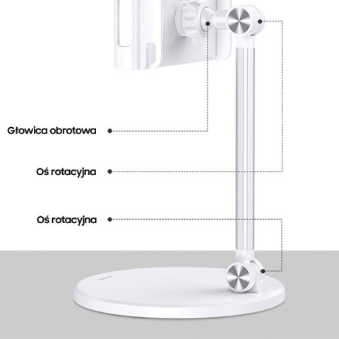 Uchwyt biurkowy USAMS na telefon/tablet biały - metalowy stojak ZJ057