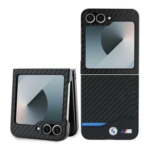 Etui na telefon Samsung Galaxy Z Flip6 BMW Carbon Blue Line czarne